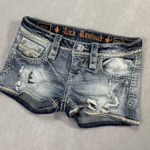Rock Revival Women’s Size 24 Y2K Arlia‎ Jean Shorts Distressed Vintage Style